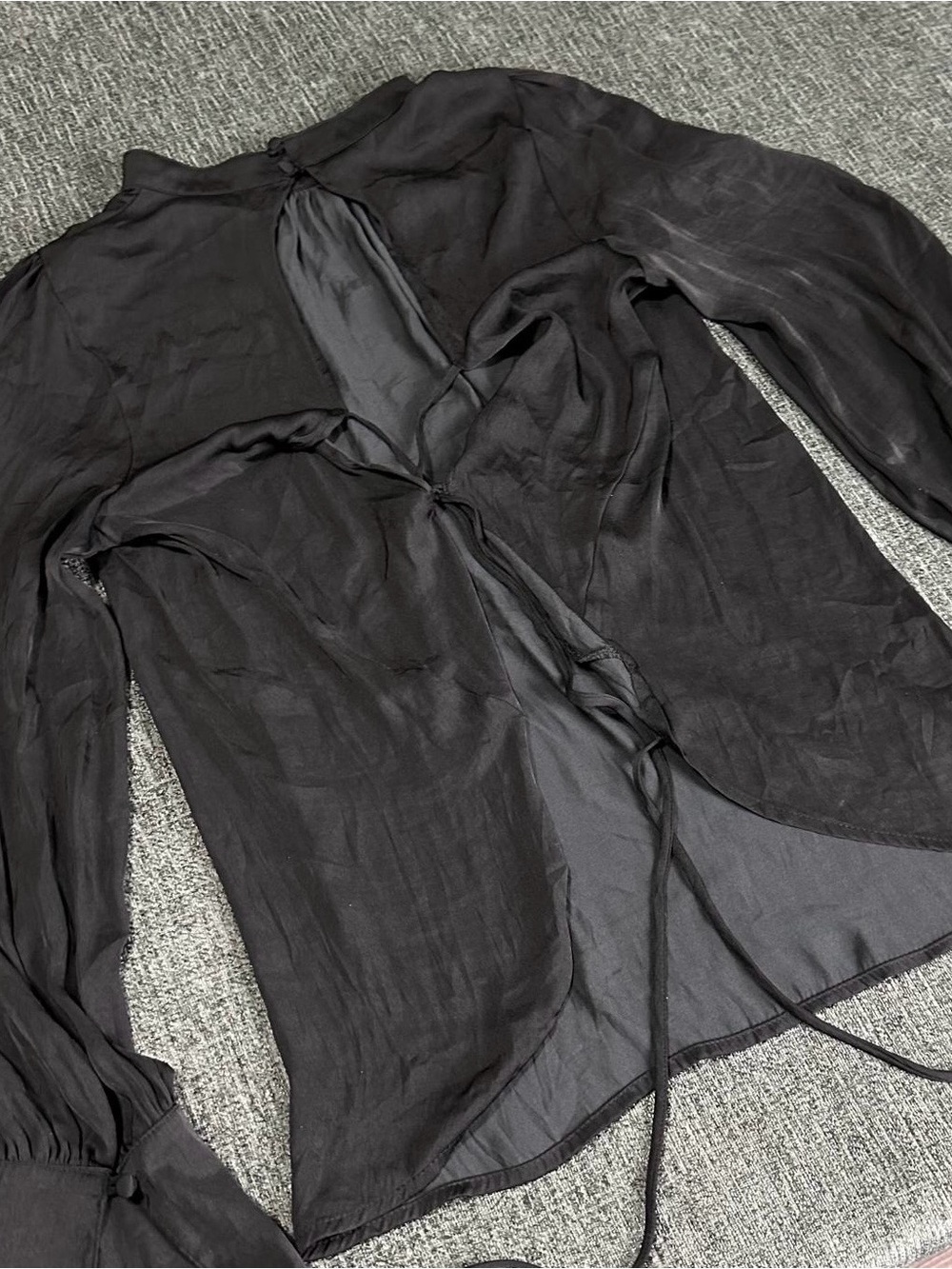 Free People Womenβs Black Fiona Backless Lace UP Top Blouse Size M Mock Neck